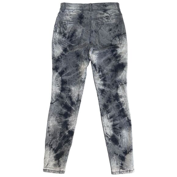 LOGO by Lori Goldstein Women's Grey Tie Dye Skinny Jeans Size 4 Petite Stretchy - Picture 2 of 7